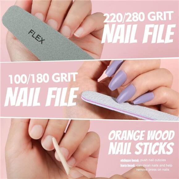 Press on Nails Medium Length, 24 Pack 576PCS Glossy Medium Coffin Fake - Picture 5 of 8